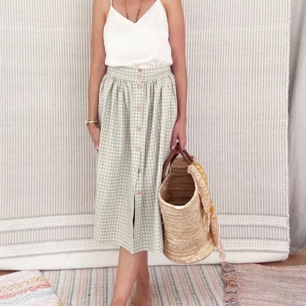 Petite Lucette Sage Brigitte Gingham Skirt